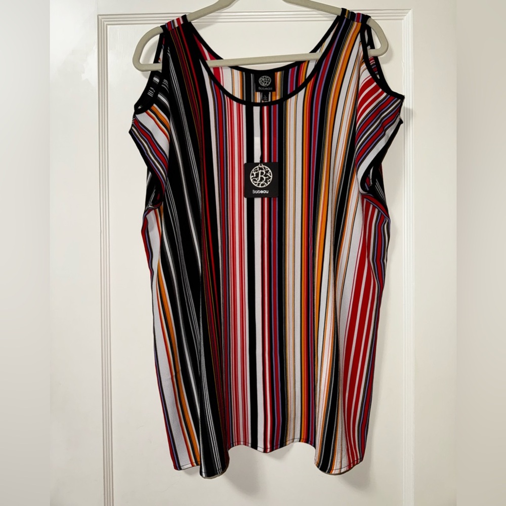 Bobeau Cold Shoulder Striped Tank Top